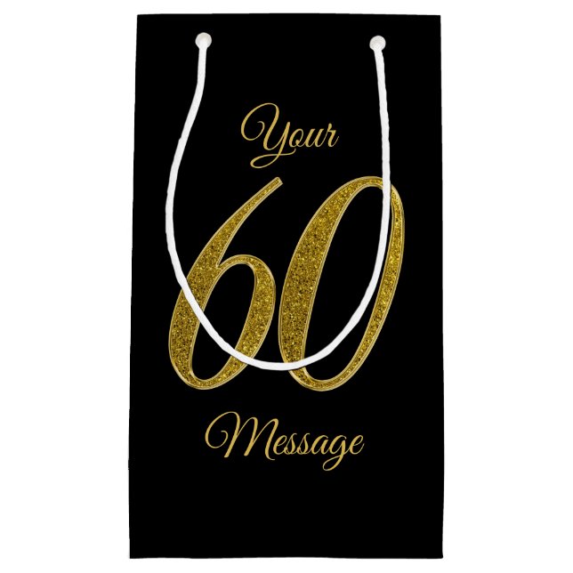 Nummer 60 Gold Glitzer Style Kleine Geschenktüte (Vorderseite)