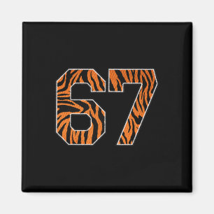 Nummer 67 in Orange Tiger Print Fanwear Sports Jer Magnet