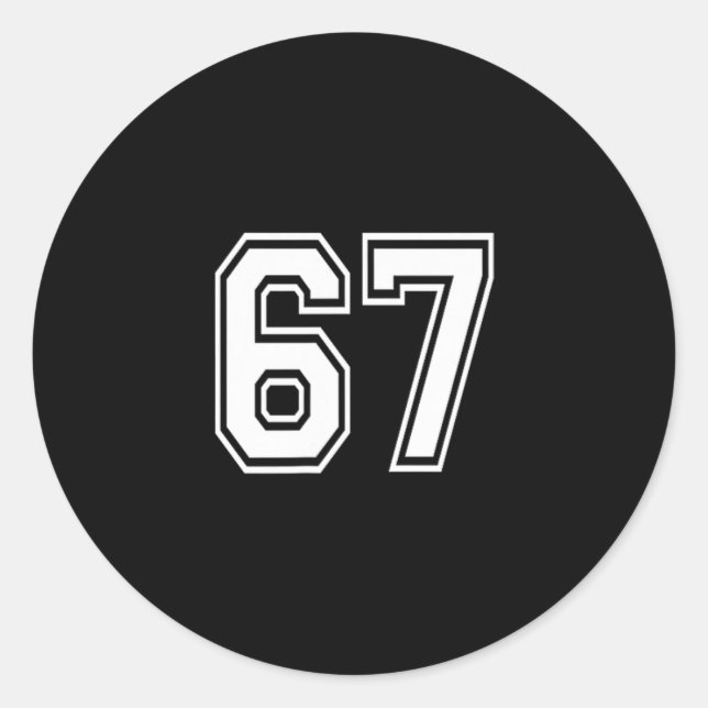 Nummer 67 in Weiß  Runder Aufkleber (Vorderseite)