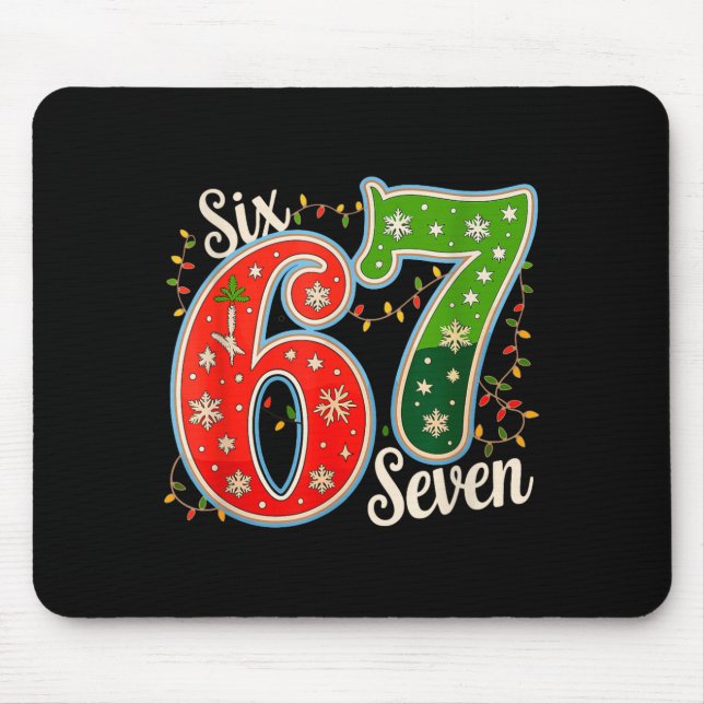 Nummer 67 Lustige Sechs Sieben 6 7 Meme Weihnachts Mousepad (Vorne)