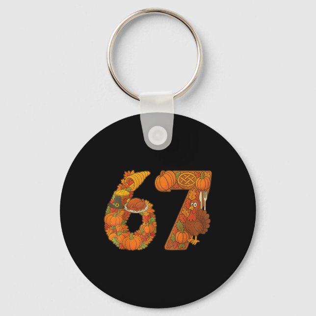 Nummer 67 Matching Sechs Sieben 6 7 Meme 67 Dankfe Schlüsselanhänger (Vorderseite)
