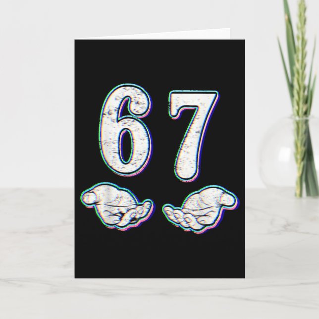 Nummer 67 Matching Sechs Sieben 6 7 Meme 6-7 Hallo Karte (Vorderseite)