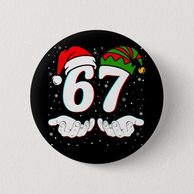 Nummer 67 Matching Sechs Sieben 6 7 Meme 6-7 Weihn Button (Vorderseite)