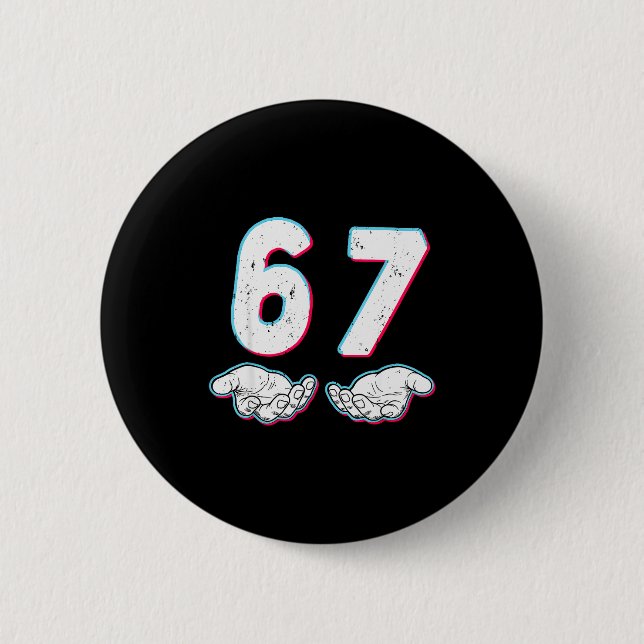 Nummer 67 Matching Six Seven 6 7 Meme 6-7 Hallowee Button (Vorderseite)