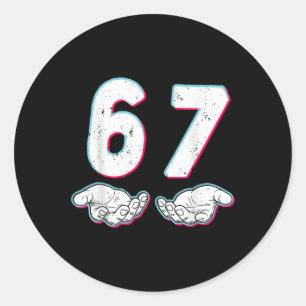 Nummer 67 Matching Six Seven 6 7 Meme 6-7 Hallowee Runder Aufkleber