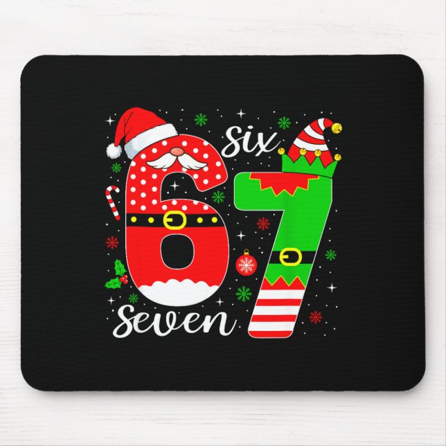 Nummer 67 Matching Six Seven 6 7 Meme 6-7 Weihnach Mousepad (Vorne)