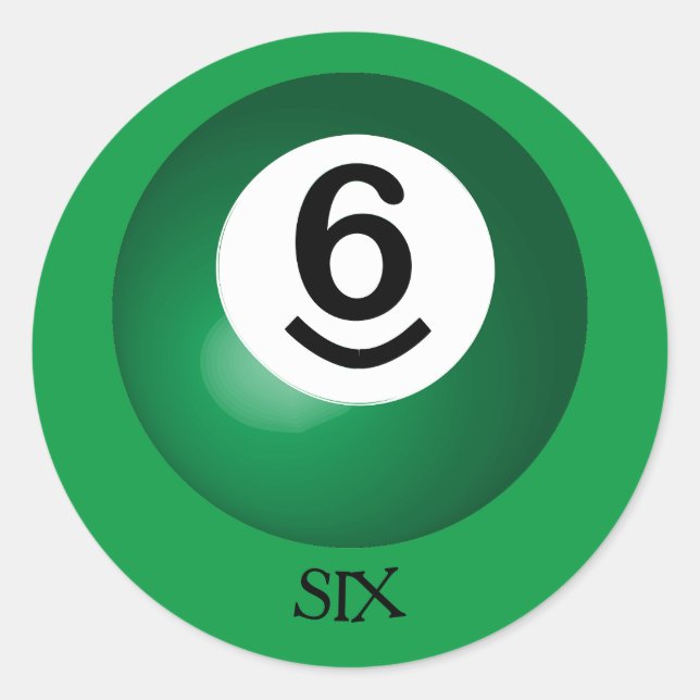 Nummer 6 Ball Round-Aufkleber für den Pool Runder Aufkleber (Vorderseite)