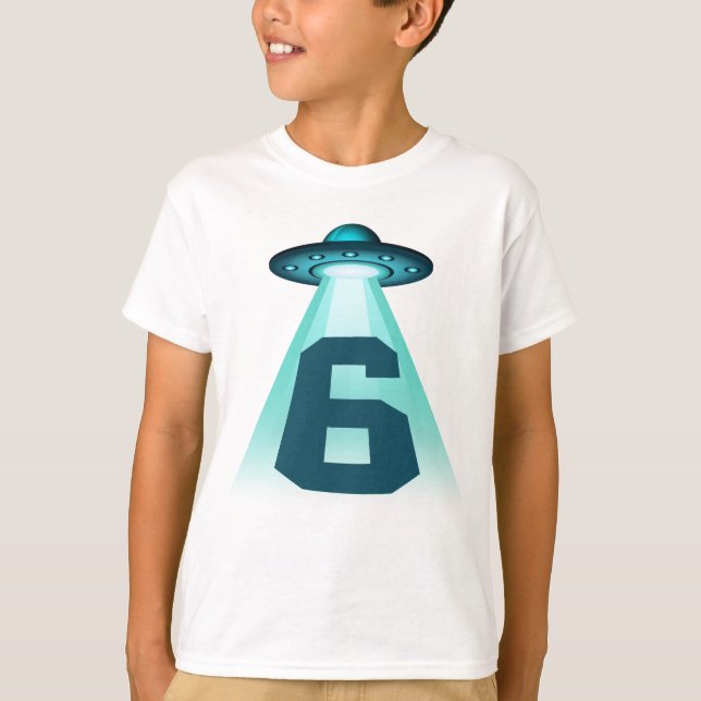 Nummer 6 Entführung UFO Alien Thema 6 Jahre alte K T-Shirt (Vorderseite)