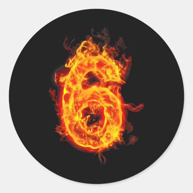 Nummer 6 Fire Ice Nummer Sechs Sieben Meme 67 Alph Runder Aufkleber (Vorderseite)