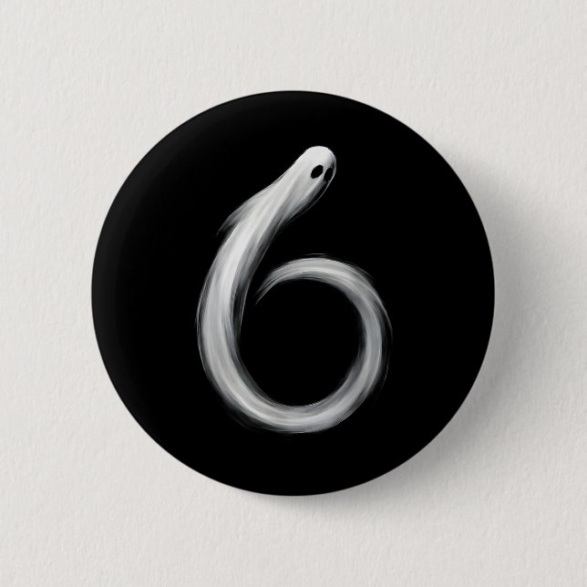 Nummer 6 Geist Lustig Sechs Sieben 67 Halloween Me Button (Vorderseite)