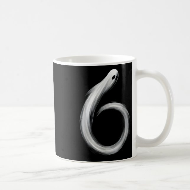 Nummer 6 Geist Lustig Sechs Sieben 67 Halloween Me Kaffeetasse (Rechts)