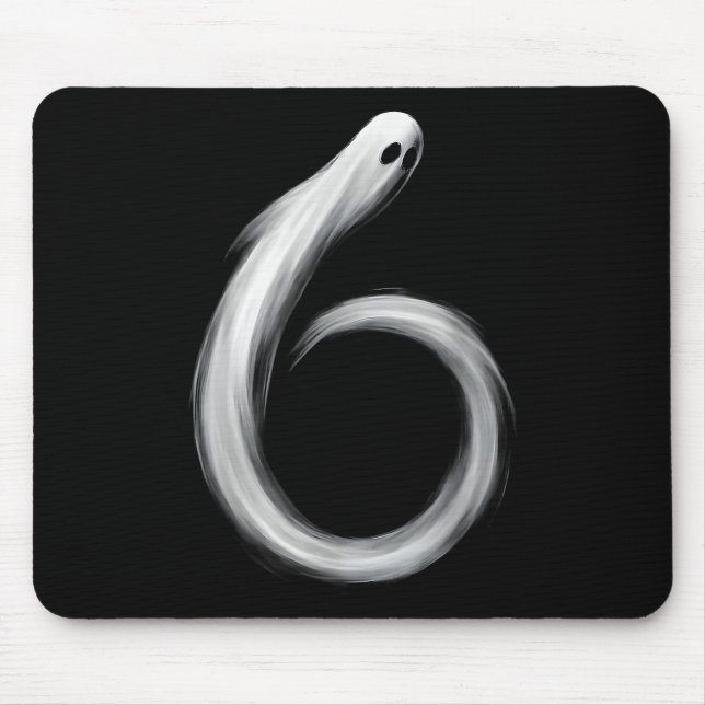 Nummer 6 Geist Lustig Sechs Sieben 67 Halloween Me Mousepad (Vorne)