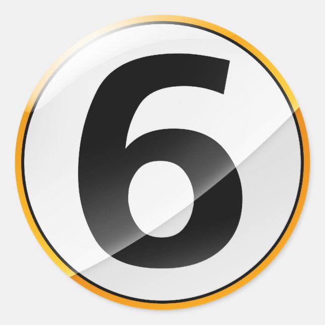 Nummer 6 Goldaufkleber Runder Aufkleber (Vorderseite)