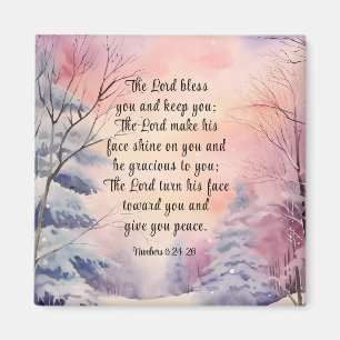 Nummer 6 Lord Bless You Bible Verse Winter Scene Magnet