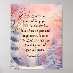 Nummer 6 Lord Bless You Bible Verse Winter Scene Poster