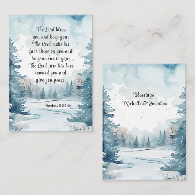 Nummer 6 Lord Bless You Bible Winter Business Card Visitenkarte (Vorne/Hinten)
