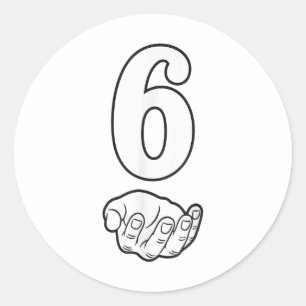 Nummer 6 Lustig 67 Sechs Sieben Meme Hände Paar Pa Runder Aufkleber