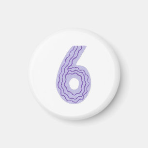 Nummer 6 Magnet mit Lavendel und lila