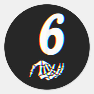 Nummer 6 passend zu 67 Meme Skeletthand Halloween  Runder Aufkleber