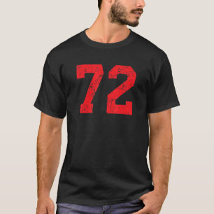 Nummer #72 Sportstrikot Rot Abgenutzt Vintage Lu T-Shirt