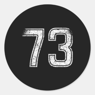Nummer #73 Sport Weiß Vintage Nummer Runder Aufkleber