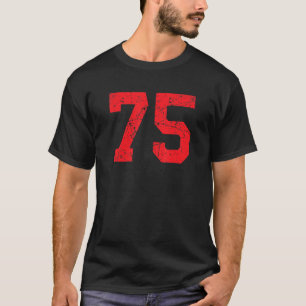 Nummer #75 Sports Jersey Red Distressed Vintag Lu T-Shirt