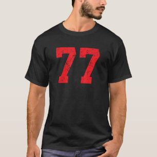 Nummer #77 Sportstrikot Rot Abgenutzt Vintage Lu T-Shirt