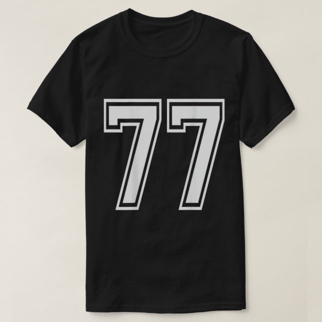 Nummer 77 T - Shirt Sportspielernummer wieder bei  (Design vorne)