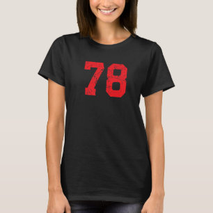 Nummer #78 Sports Jersey Red Distressed Vintag Lu T-Shirt