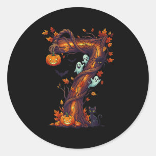Nummer 7 67 Meme Halloween-Kürbiskostüm passend Runder Aufkleber