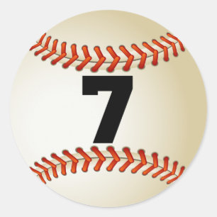 Nummer 7 Baseball Runder Aufkleber