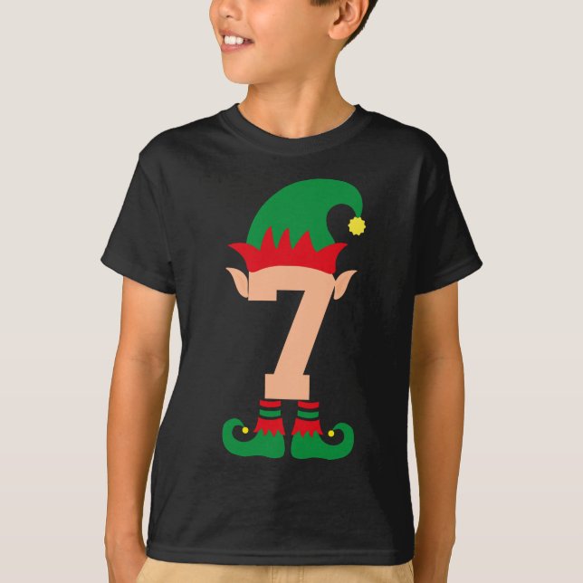 Nummer 7 Elf Chrismas Thema 7 Jahre Jungen Kinder T-Shirt (Vorderseite)