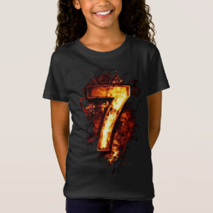 Nummer 7 Grafik in Brandflamme T-Shirt