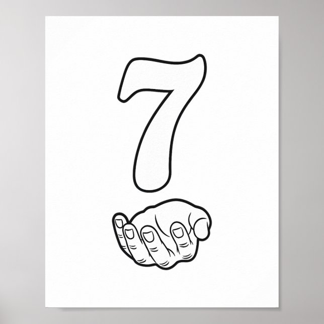 Nummer 7 Lustig 67 Sechs Sieben Meme Hände Paar Pa Poster (Vorne)