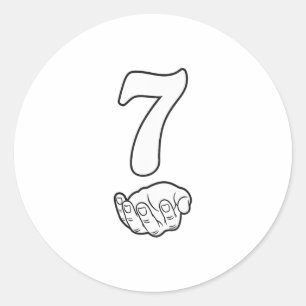 Nummer 7 Lustig 67 Sechs Sieben Meme Hände Paar Pa Runder Aufkleber