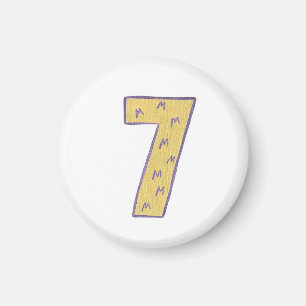 Nummer 7 Magnet mit Gold und lila
