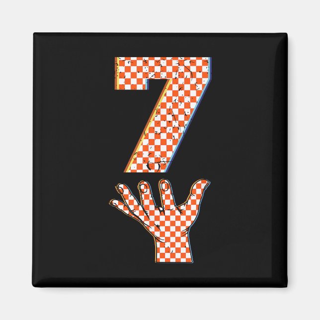 Nummer 7 Matching 67 Meme Kariert Halloween Kostüm Magnet (Vorne)