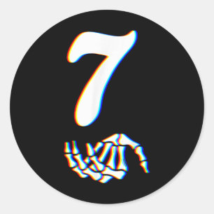 Nummer 7 Matching 67 Meme Skeletthand Halloween  Runder Aufkleber