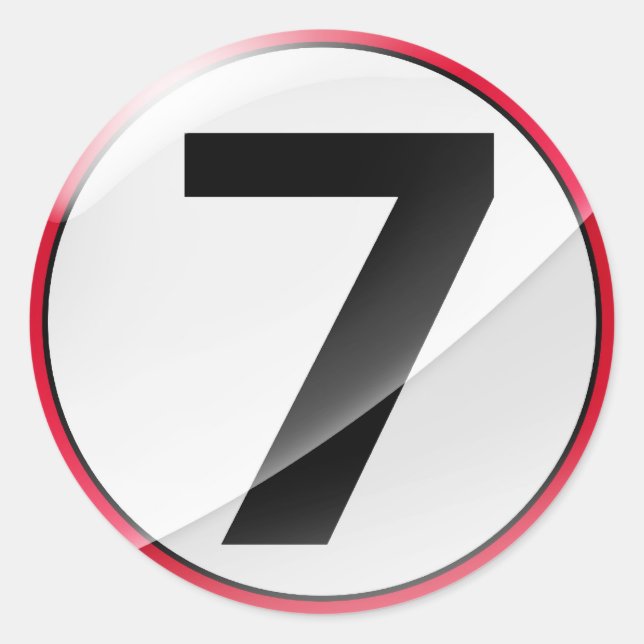 Nummer 7 rot runder aufkleber (Vorderseite)