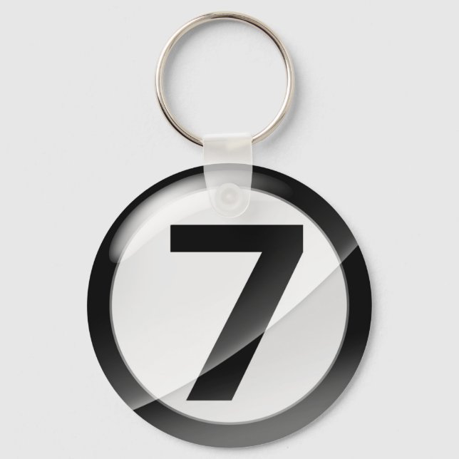 Nummer 7 schwarze Schlüsselkette Schlüsselanhänger (Vorderseite)