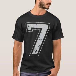 Nummer 7: Seven Gray Jersey Sports Athletic Player T-Shirt