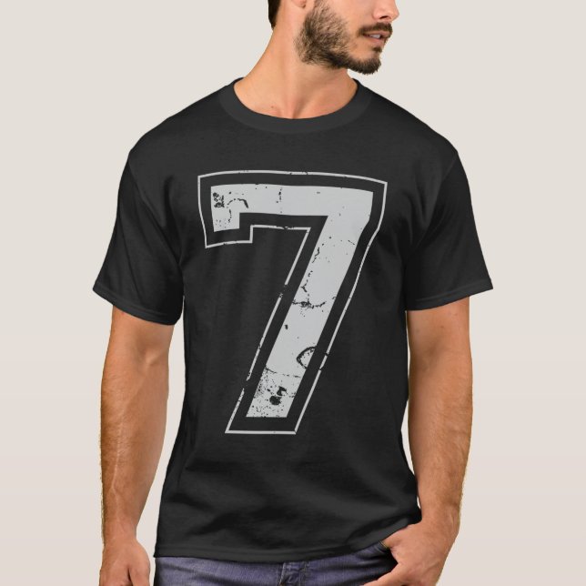 Nummer 7: Seven Gray Jersey Sports Athletic Player T-Shirt (Vorderseite)