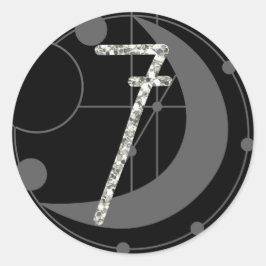Nummer 7 Sieben Runen Monogram Geometric Moon Blac Runder Aufkleber