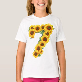 Nummer 7 Sonnenblumen Thema 7 Jahre Alte Kinder Mä T-Shirt