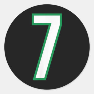 Nummer 7 Sport White Green Nummer Runder Aufkleber