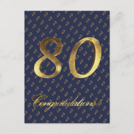 Nummer 80 80 Geburtstagsjubiläum Blue Gold Postkarte