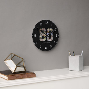 Nummer 80 Foto-Collage Runde Wanduhr
