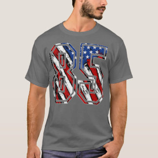Nummer 85 Red White and Blue American Flag 85 Jers T-Shirt