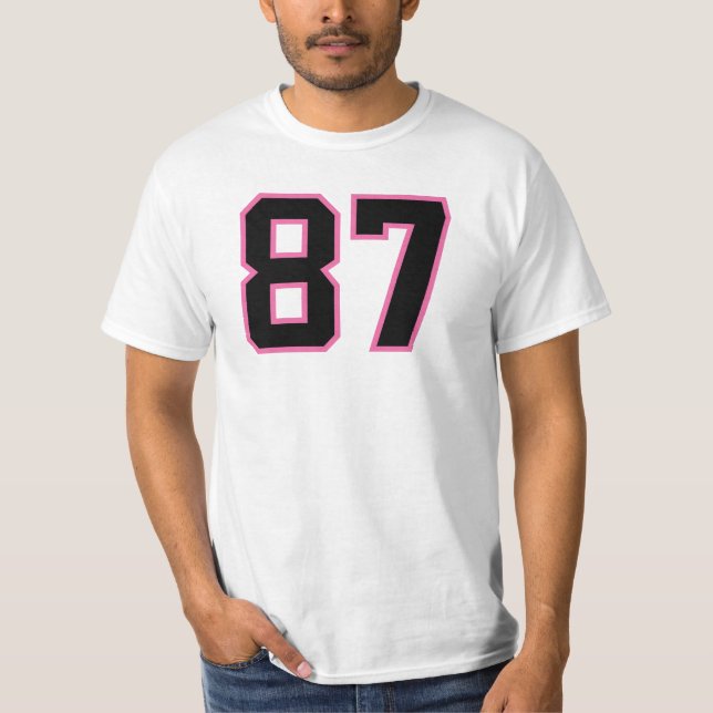 Nummer #87 Sports Jersey Pink Black Lucky No. T-Shirt (Vorderseite)