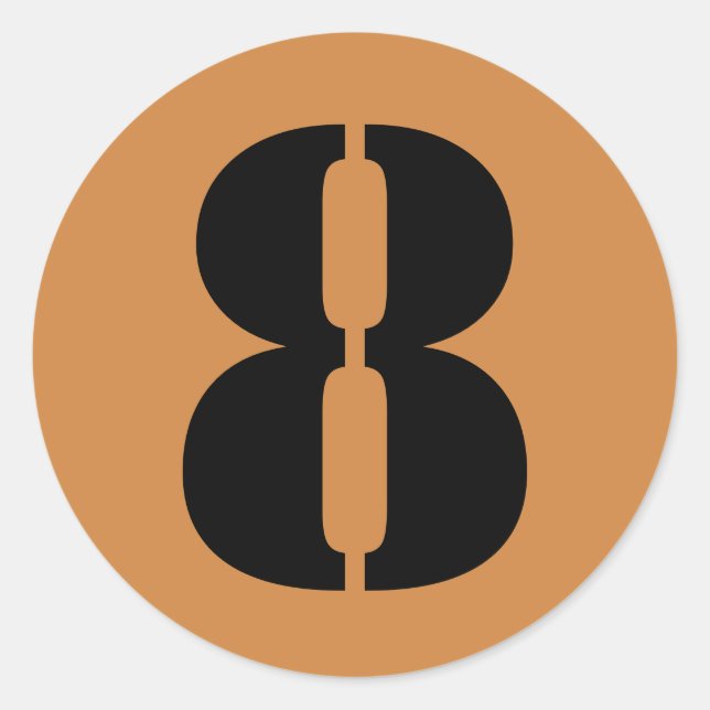 Nummer 8 Acht Peru Gold Stencil Zahlen von Janz Runder Aufkleber (Vorderseite)